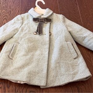 Edgehill Collection Green Kids Pea Coat with Bow